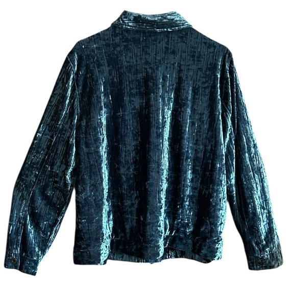 Alfred Dunner Women's Harvest Moon Crushed Velvet Button Jacket in Blue 1X - Picture 3 of 9